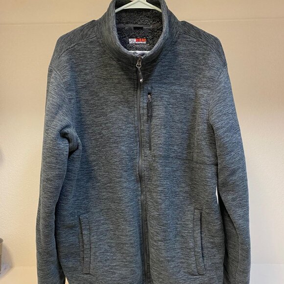 32 D Heat Weatherproof Men's Dark Gray Lined Full Zip Jacket with Mock Neck, L - Picture 1 of 3